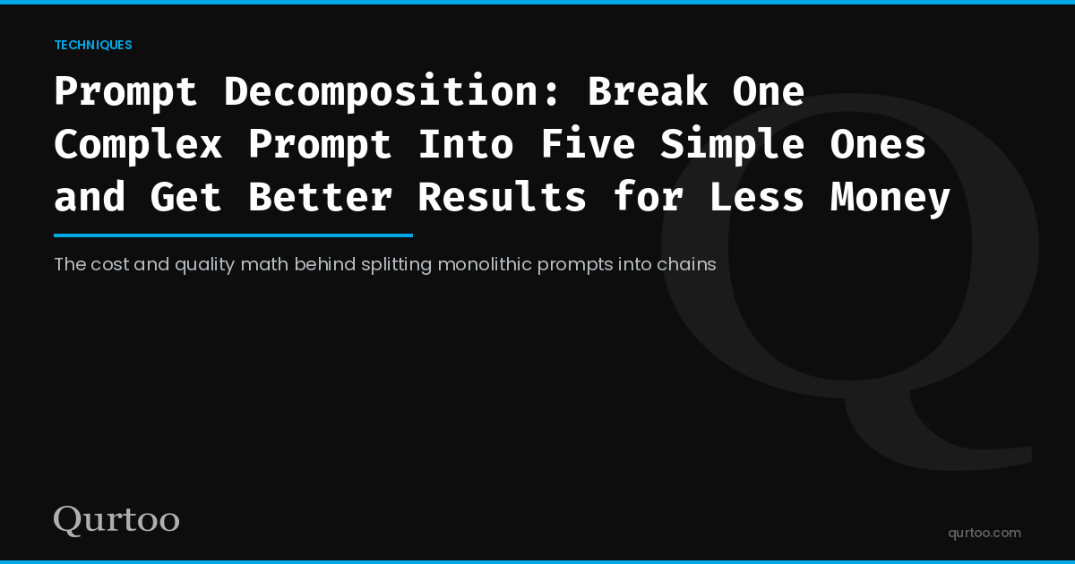 Prompt Decomposition: Break One Complex Prompt Into Five Simple Ones and Get Better Results for Less Money