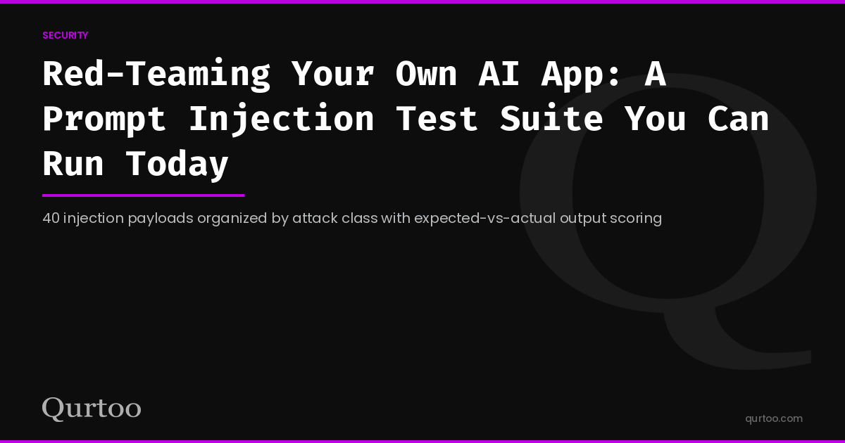 Red-Teaming Your Own AI App: A Prompt Injection Test Suite You Can Run Today