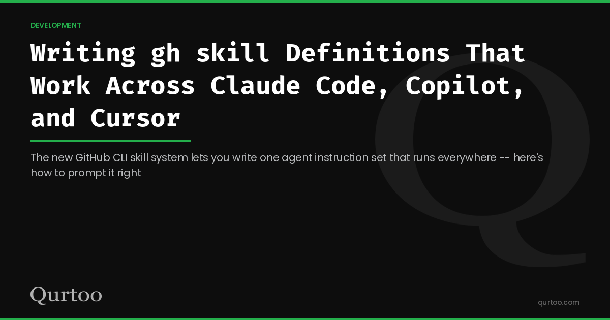 Writing gh skill Definitions That Work Across Claude Code, Copilot, and Cursor