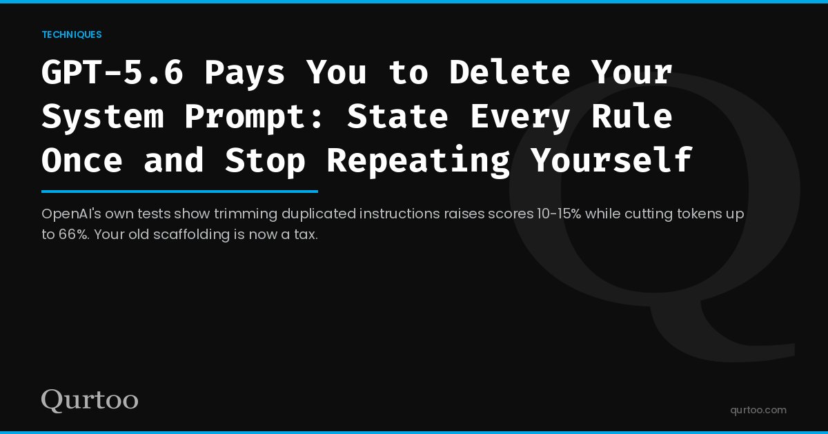 GPT-5.6 Pays You to Delete Your System Prompt: State Every Rule Once and Stop Repeating Yourself