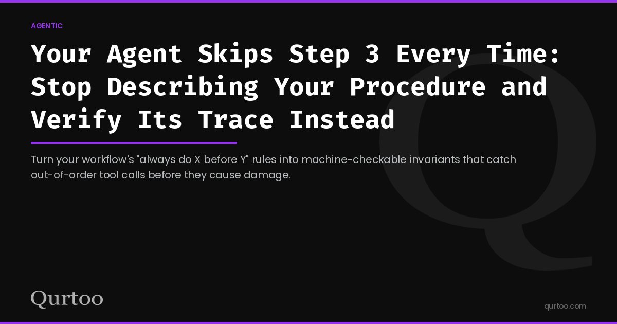 Your Agent Skips Step 3 Every Time: Stop Describing Your Procedure and Verify Its Trace Instead